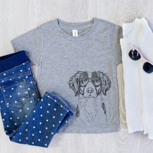 Remi the Brittany Dog Aviator Sunglasses Shirt - Kids Dog Tshirt - Animal Glasses T Shirt - Children Girl Boy Unisex Clothing