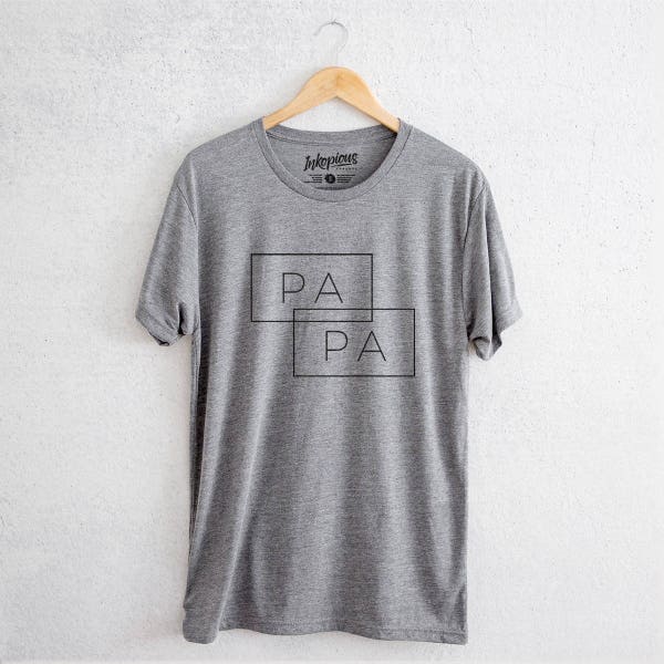 Pa-pa Double Rectangle - Short Sleeve Crewneck T-Shirt - Gift for Him, Cool Dad, New Dad Gift