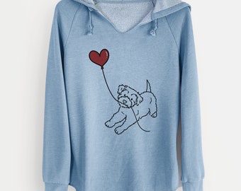 Yorkiepoo Heart String - Cali Wave Hooded Sweatshirt - Dog Heart Hoodie, Love Dogs Sweatshirt, Dog Mom Hoodie, Christmas Gift