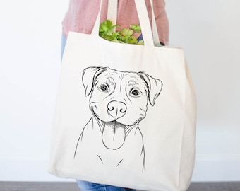 Parker the Pitbull Canvas Tote Bag - Dog Lover Gift, Doggy Bag, Cool Dog Tote