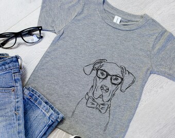 Harvey the Great Dane Dog Shirt - Kids Dog Tshirt - Animal Glasses T Shirt - Children Girl Boy Unisex Clothing
