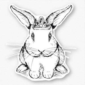 Royal Bunny Decal Sticker - Bunny Decal, Rabbit Decal, Easter Decal, Bunny Rabbit Sticker, Queen Rabbit, Bunny Lover, Rabbit Lover