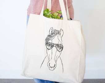 Funny Horse Lover Tote Bag - 'Beware I Ride Horses' Equestrian Canvas Shopping Bag, 15.8x13.5" - View #2