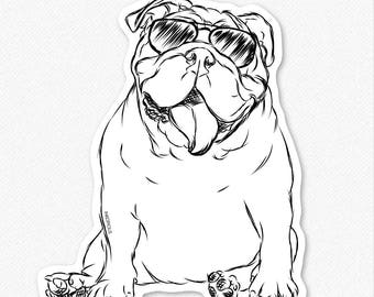Tank - English Bulldog Decal Sticker, English Bulldog Art, English Bulldog Print, Gifts For Dog Owner, Dressed Dog, Bulldog Decal
