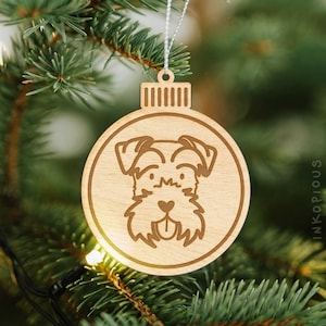 Mini Schnauzer Ornament - Wood Cut Dog Ornament, Wooden Dog Ornaments Christmas, First Christmas