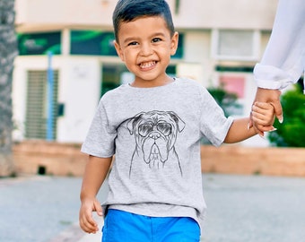 Nolan the Bull Mastiff - Kids Dog Tshirt - Animal Glasses T Shirt