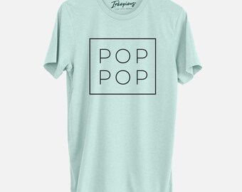 Pop Pop Boxed Short Sleeve Crewneck Shirt - 5 Color Options - Father&#39;s Day Gift for Grandpa Papa