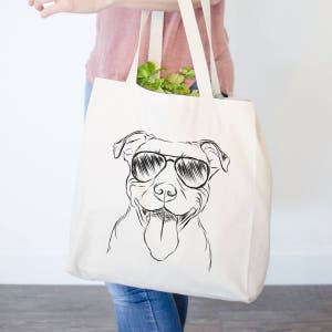 Major the Pitbull Dog Canvas Tote Bag - Gifts For Dog Owner, Pit Bull Tote Bag, Dog Lover Bag