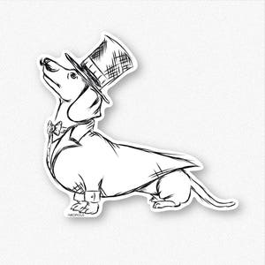 George Dapper Dachshund Vinyl Decal Sticker - Gifts For Dog Owner, Dachshund Lover, Wiener Dog Art, Dachshund Wall Art, Dachshund Decal