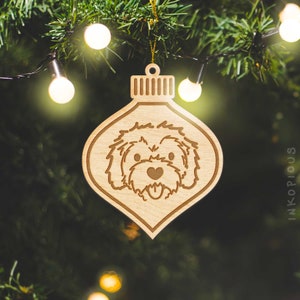 Sprinkles the Cockapoo Ornament - Wood Cut Dog Ornament, Wooden Dog Ornaments Christmas, First Christmas