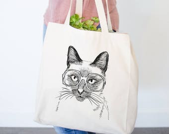 Sasha the Siamese Cat Tote Bag - Gifts For Cat Owner, Funny Cat Tote Bag, Cat Lover, Cat Canvas Tote Bag, Siamese Cat Tote, Cat Book Bag