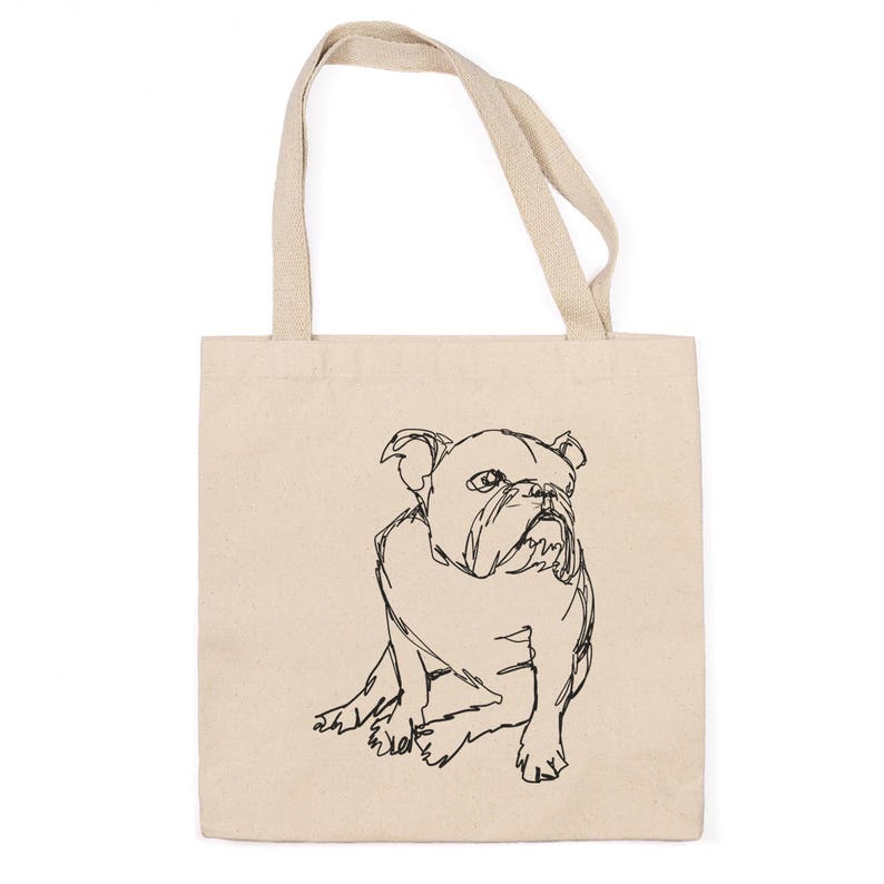 English Bulldog Doodled Tote Bag English Bulldog Art | Etsy