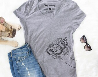Ozzie the Ostrich - Women's Modern Fit V-neck Grey - Ostrich, Ostrich Shirt