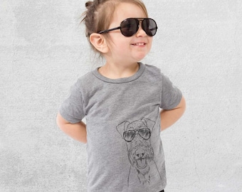 Andy the Airedale Terrier Aviator Sunglasses Shirt - Kids Dog Tshirt - Animal Glasses T Shirt - Children Girl Boy Unisex Clothing