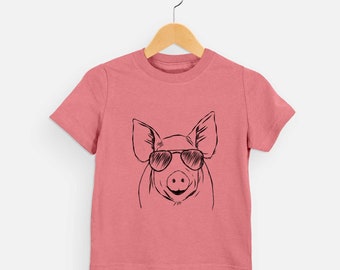 Perry the Pig - Kids Animal Tshirt - Animal Glasses T Shirt - Children Girl Boy Unisex Clothing