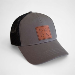 DADA Boxed Trucker Hat First Time Father's Day Gift, Vegan Leather Patch, Organic Eco-Friendly Charcoal/Black