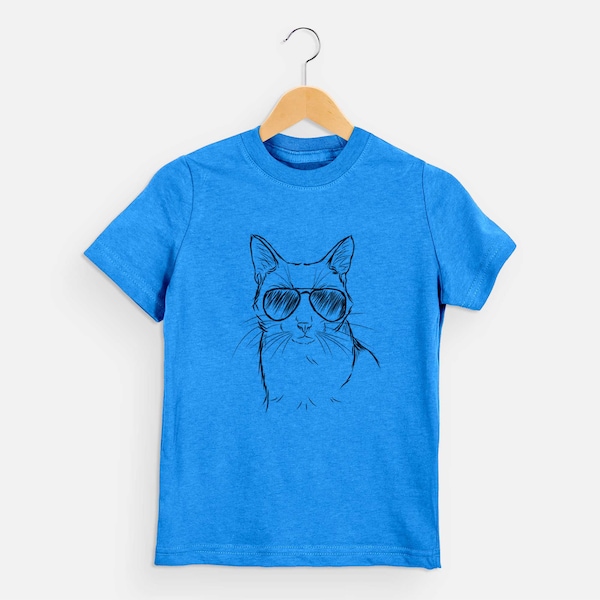 Maverick the Cool Kitty Cat - Kids Tshirt - Animal Glasses T Shirt - Children Girl Boy Unisex Clothing