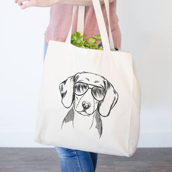 Personalised Beagle Dog Cotton Shopper Cotton Shopper Tote Bag - Add a Name  - Custom Pet Owner Gift