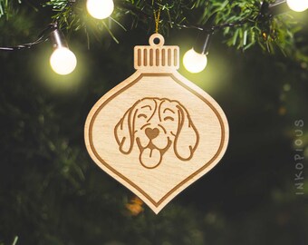 Beagle Ornament - Wood Cut Dog Ornament, Wooden Dog Ornaments Christmas, First Christmas