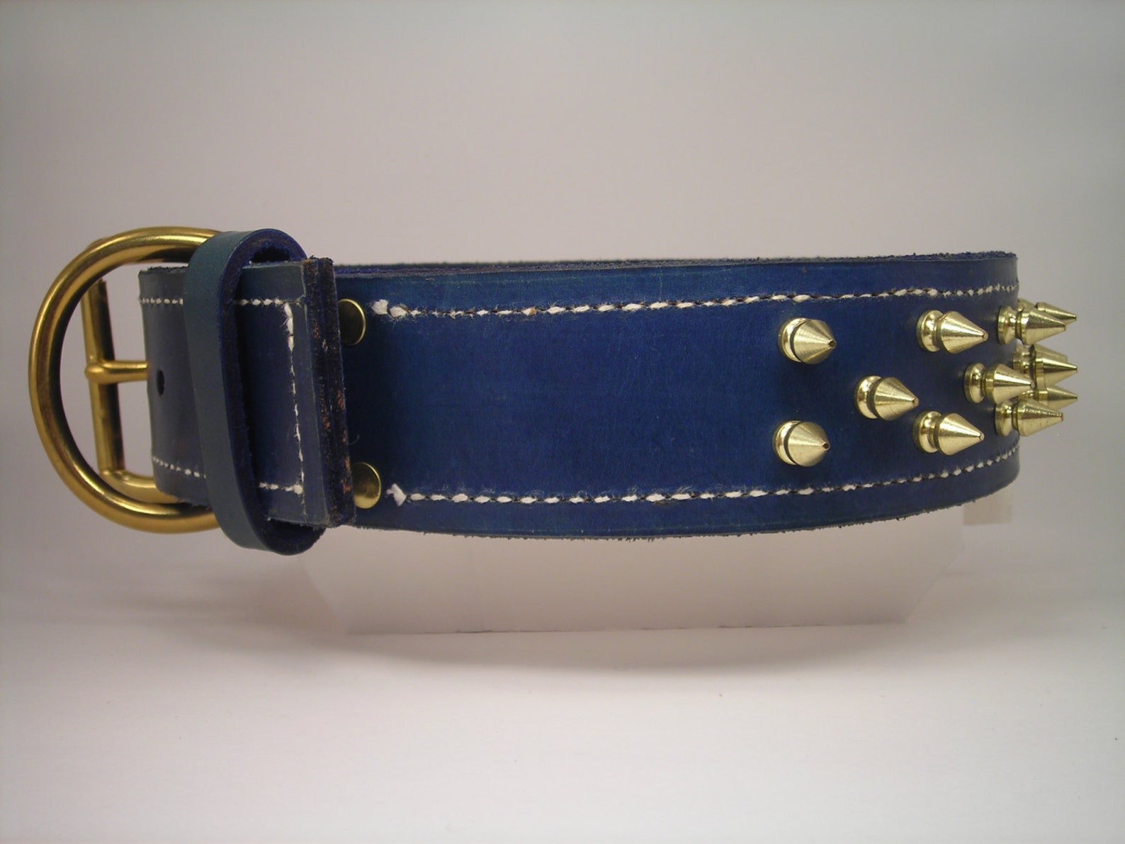 Leather Dog Collar Blue with Solid Brass Hardware Free Etsy
