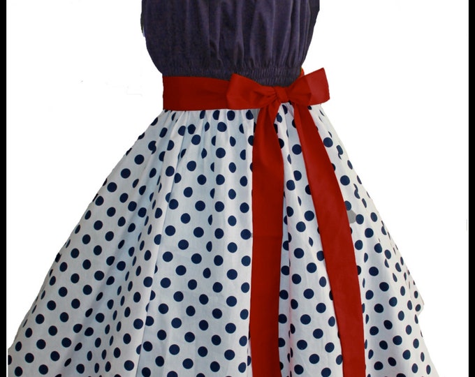 Vintage Navy Polkadot Skirt (S)