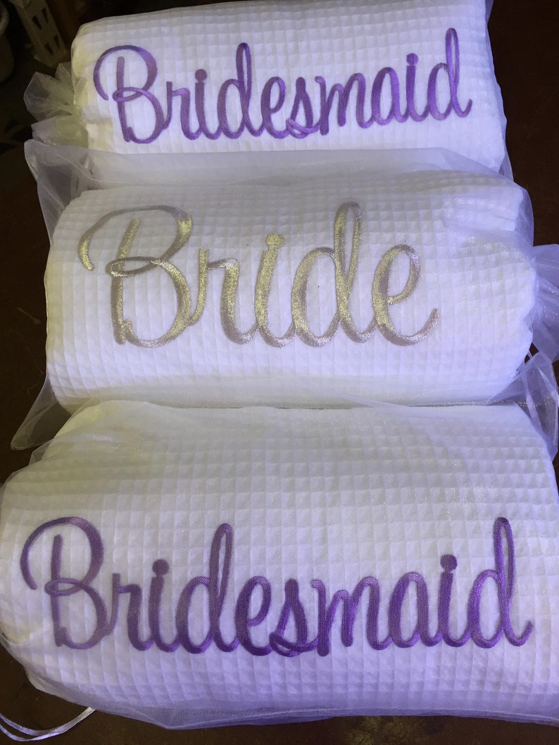 Waffle Bathrobes LILAC Embroidery. Bride Robe, Bridesmaid Robe & Maid