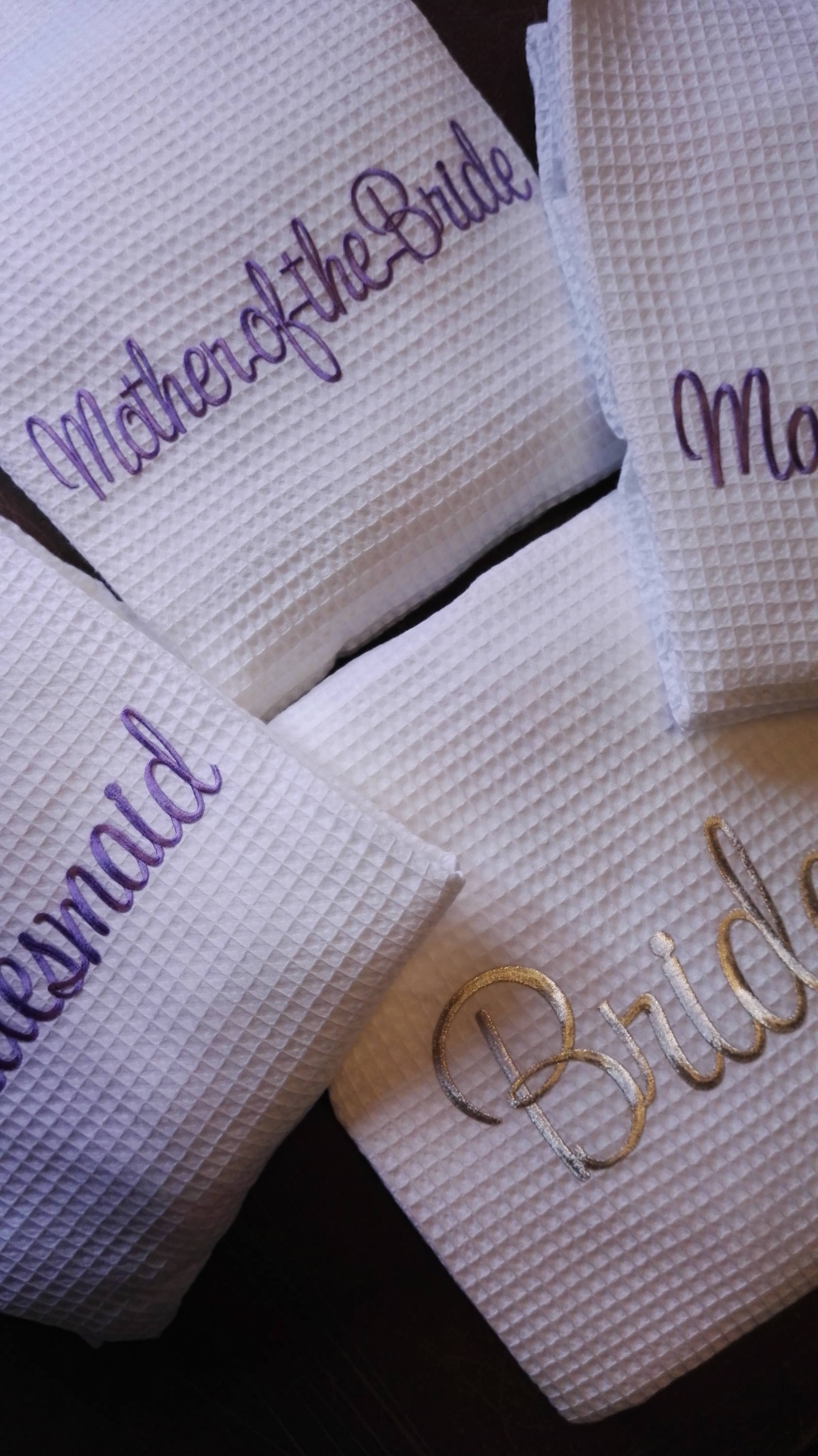 Waffle Bathrobes LILAC Embroidery. Bride Robe, Bridesmaid Robe & Maid