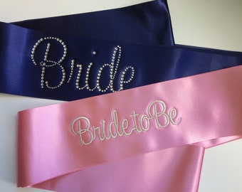 6 pack of Wedding sashes. Embroidery or Diamantes. Stand out with many gorgeous colours available and 20 different wedding texts to choose.