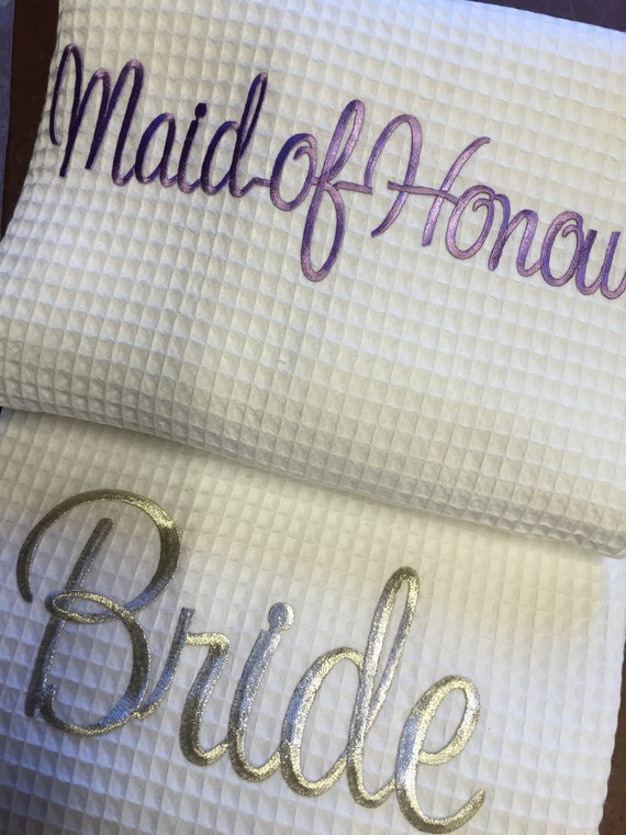 Waffle Bathrobes LILAC Embroidery. Bride Robe Bridesmaid Etsy