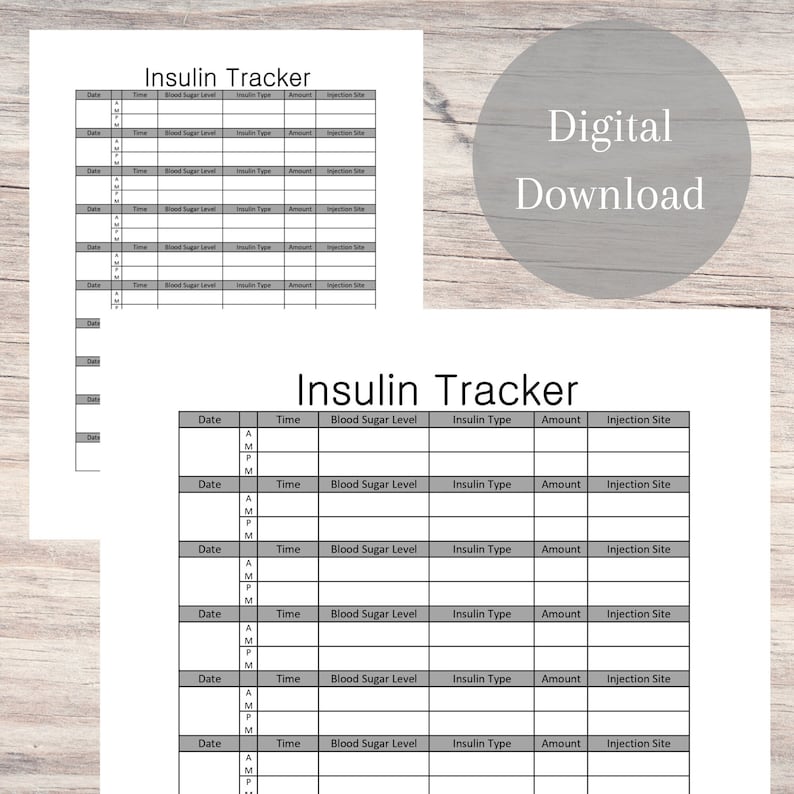 Printable Insulin Tracker Sheet: Diabetic Planner (digital Download) - Etsy