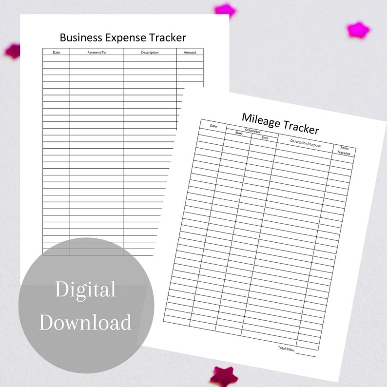 Business Tracker Printables Mileage Tracker Business Expense | Etsy