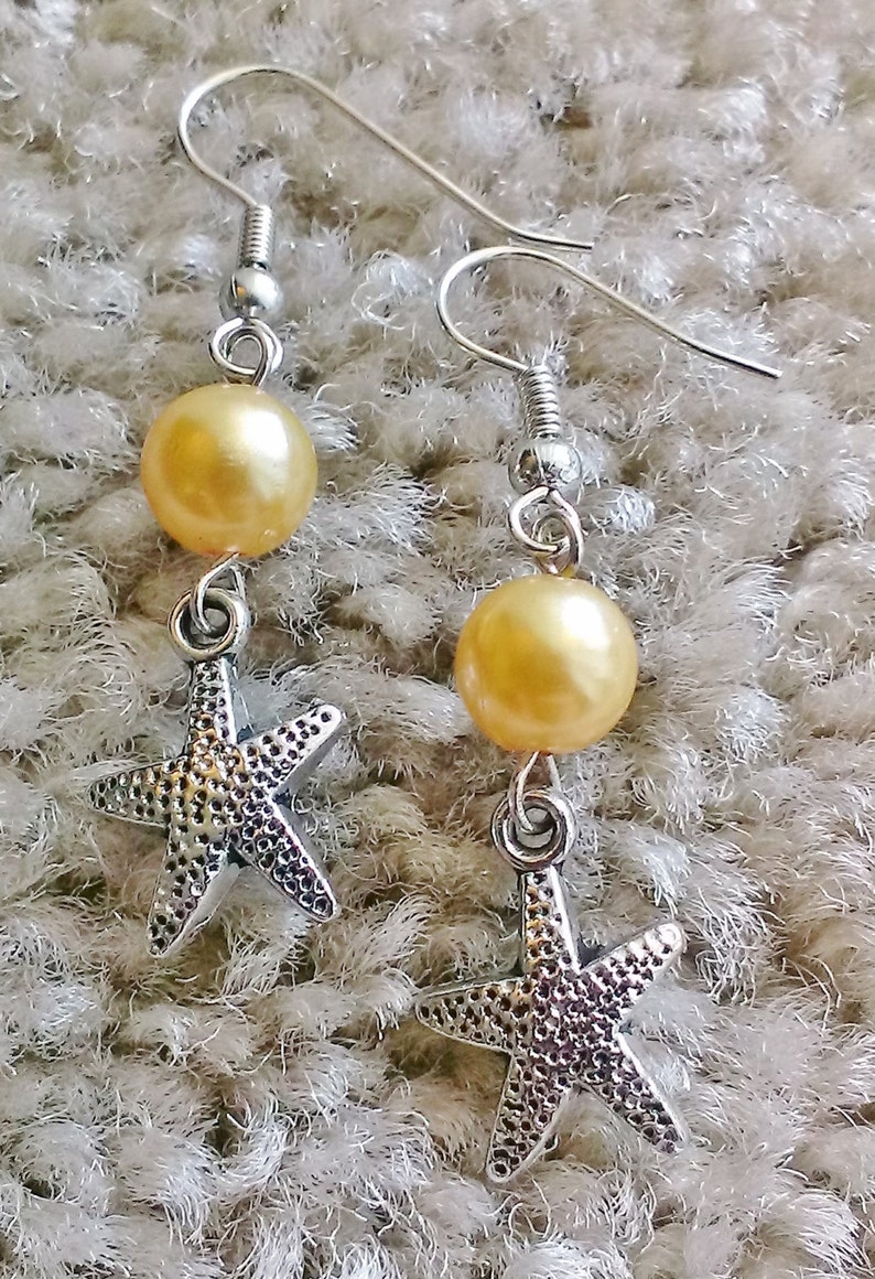 Starfish Earrings Beaded Earrings Charm Earrings Dangle Etsy