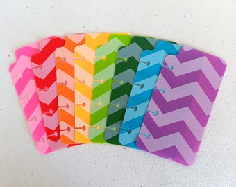 Chevron Plastic Planner Bookmark - Disc, Ring, or Spiral Notebook Snap-in Tabbed Insert