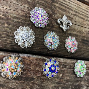 Beautiful Crystal and Rhinestone Conchos for Leather and Wood