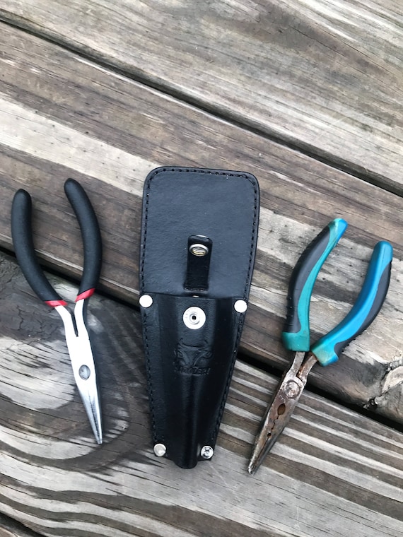 Leather Fishing Plier Holster, Custom Handmade 