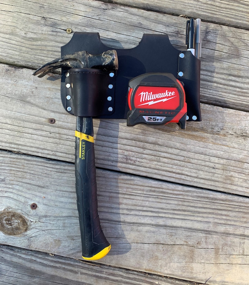 Hammer Holder Tape Measure Holder With Pencil Pouch Heavy Duty Etsy