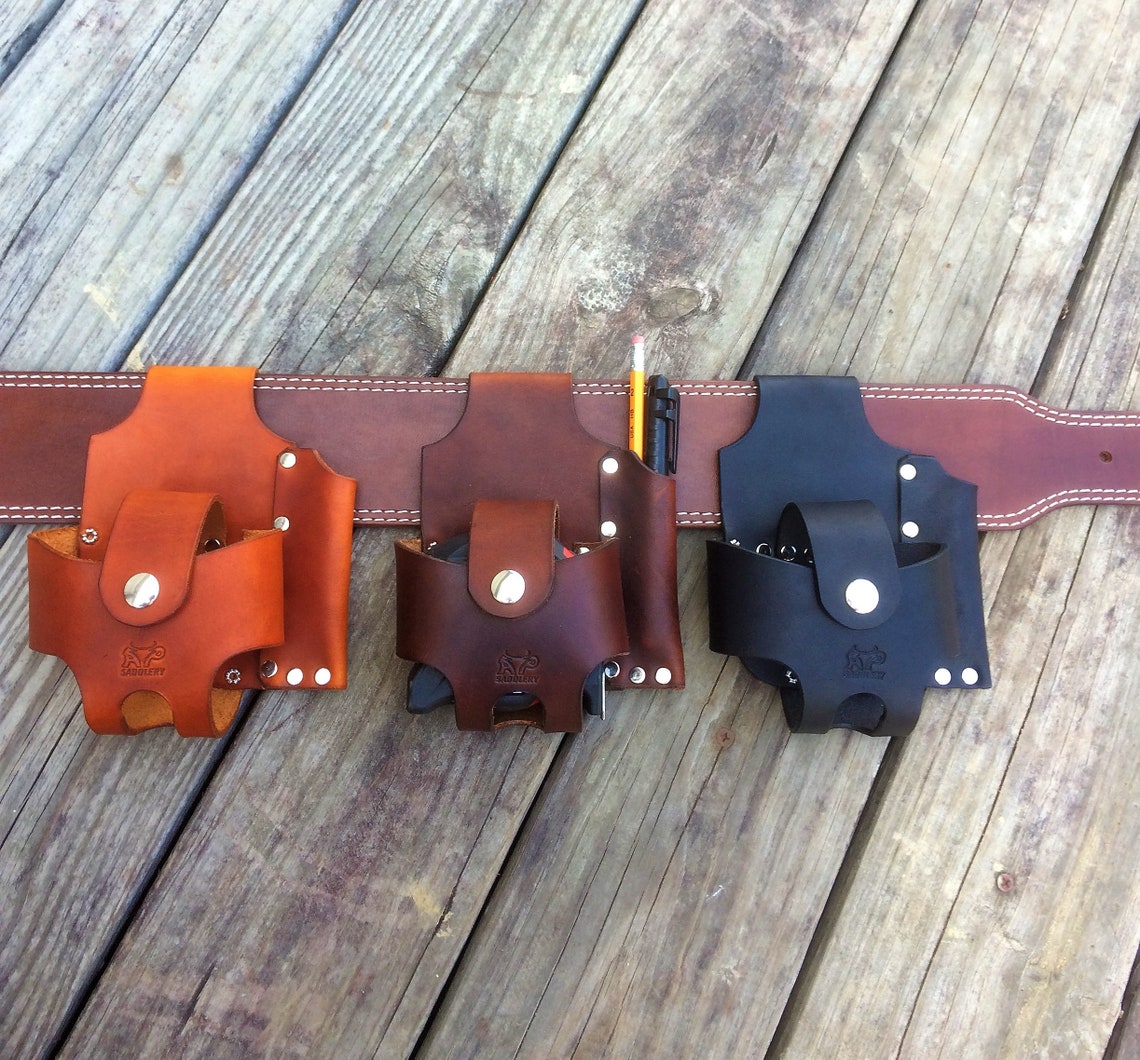 Leather Tape Measure Holster with Pencil Pocket Etsy