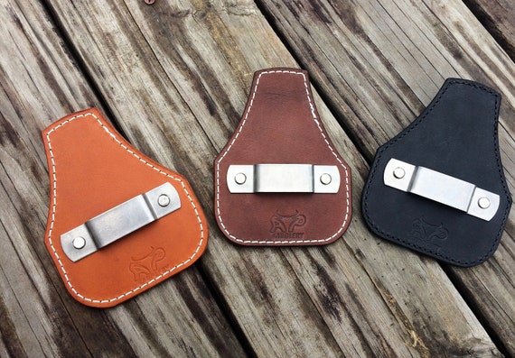 Personalized full grain Leather tape measure belt clip holster – DMleather