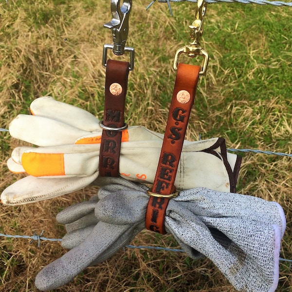 Leather Glove Holder Strap - Personalized