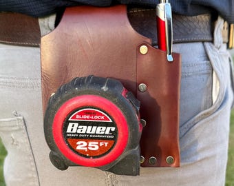 Leather Tape Measure and Pencil Holder