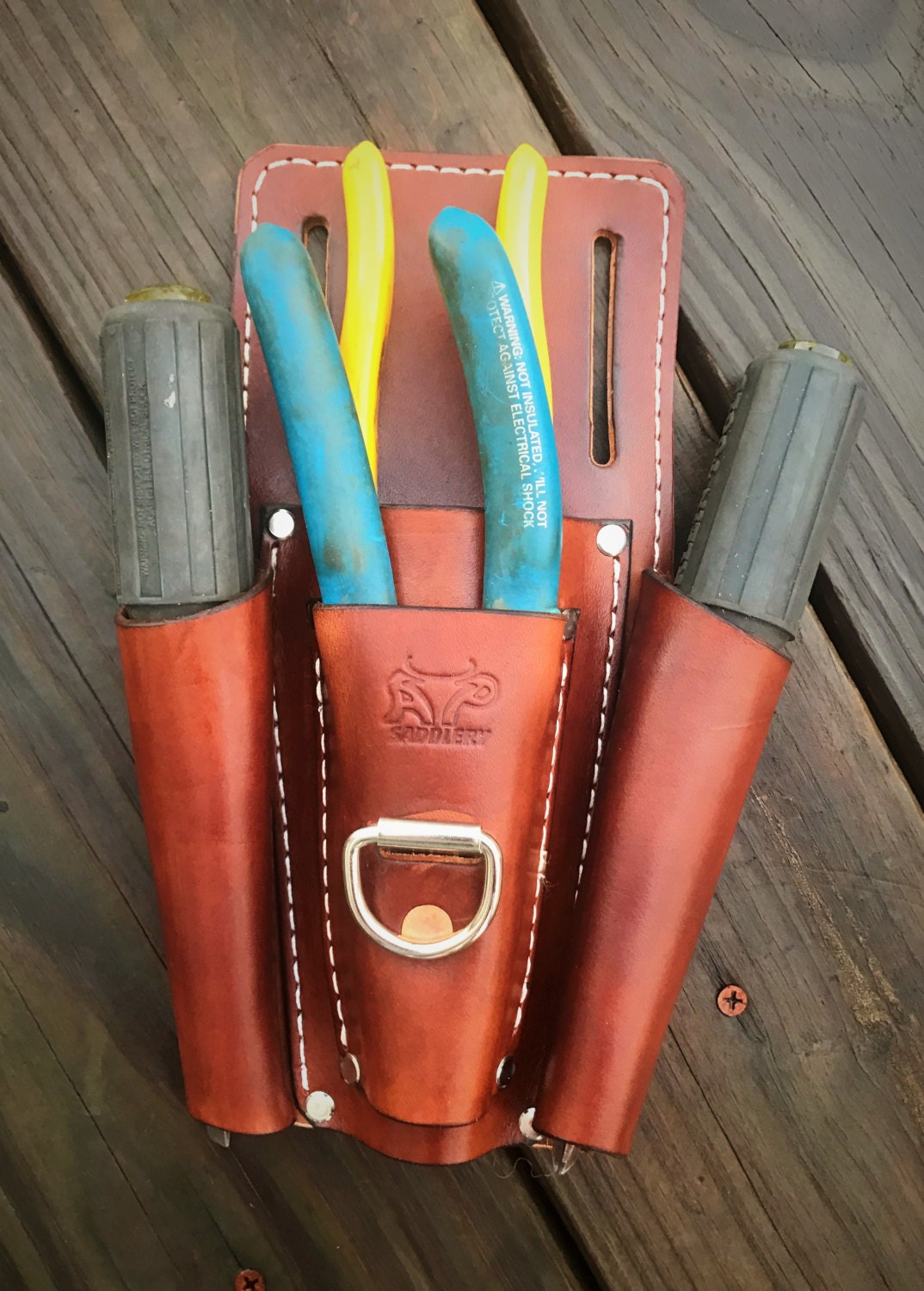 Custom Leather Tool Pouch, Heavy Duty, 4 Tool