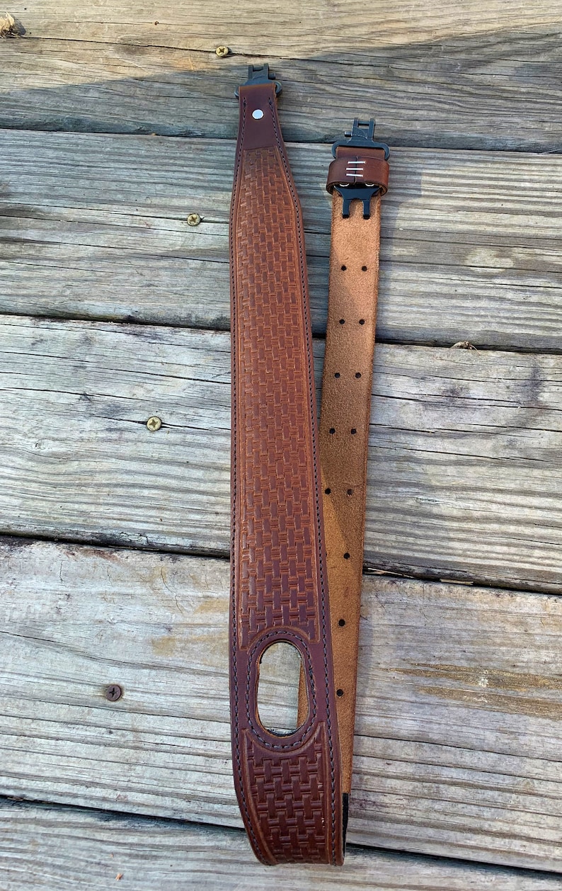 Custom Leather Padded Rifle Sling with Thumb Hole Quick Etsy