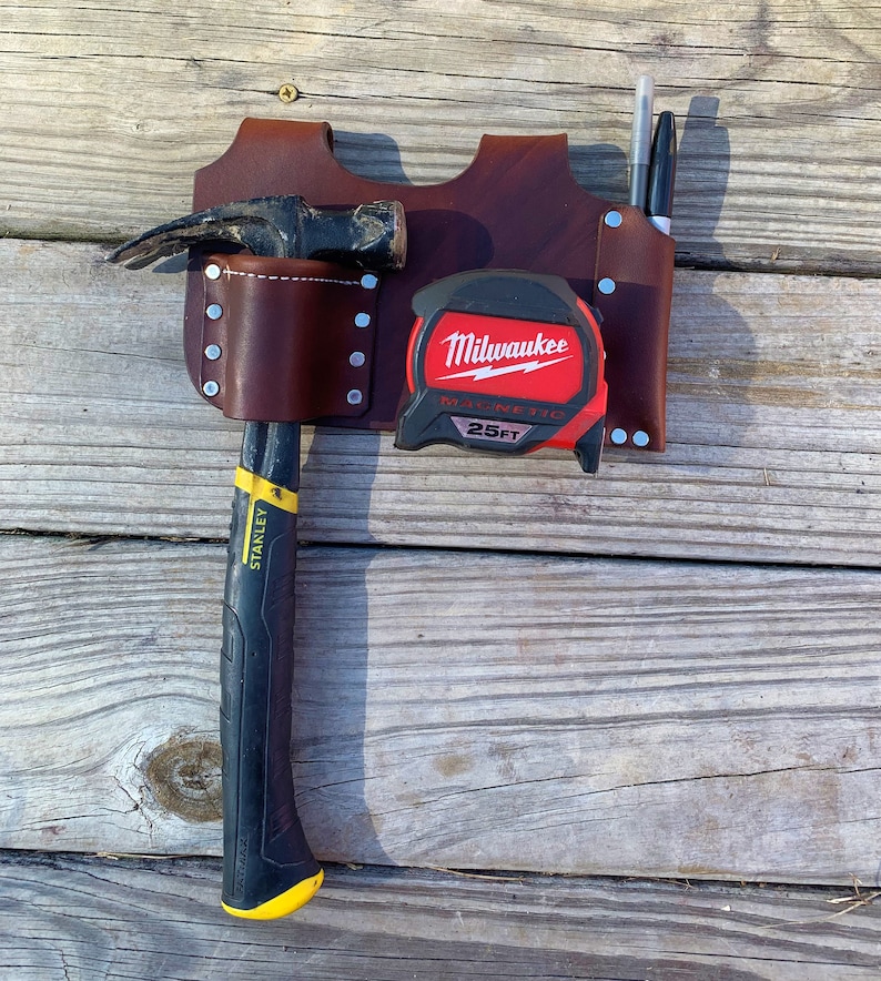 Hammer Holder Tape Measure Holder With Pencil Pouch Heavy Duty Etsy