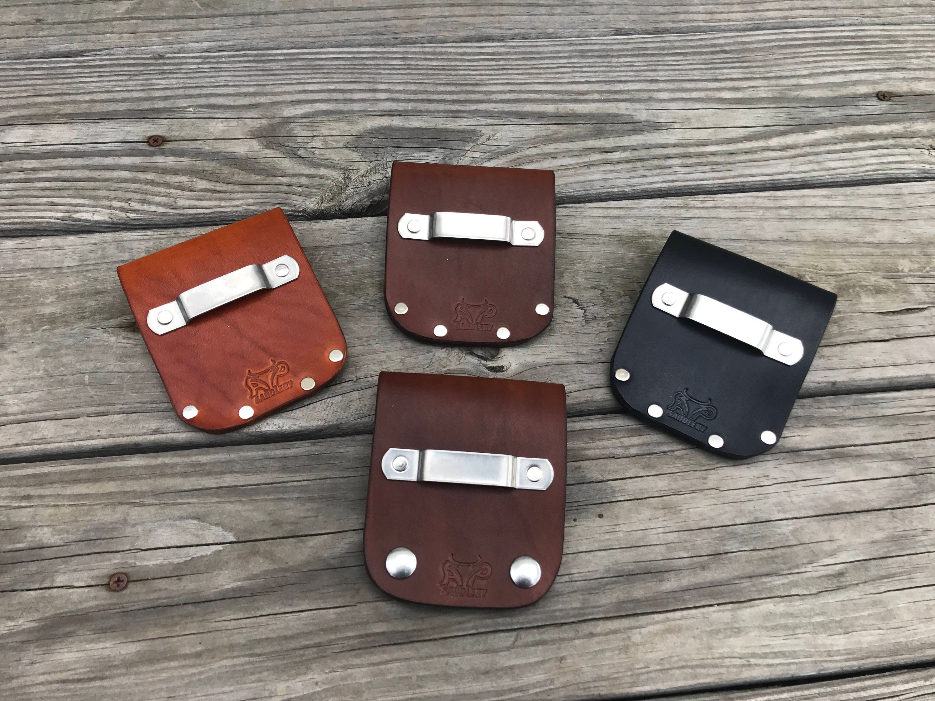Zeluga Heavy-Duty Leather Tape Measure Holder – Fits 2.5 Inch Work Belts, Rust-Resistant Steel Clip