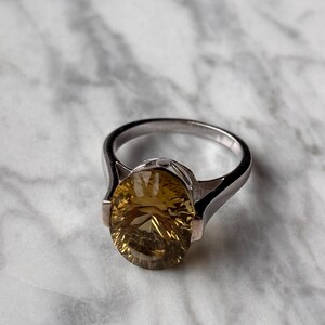 Vintage Sterling Silver 925 Ring, Large Oval Citrine Gemstone, Statement Cocktail Ring immagine 3
