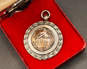 1948 Sterling Silver Snooker Fob Medal with Rose Gold Accent (Hallmarked)