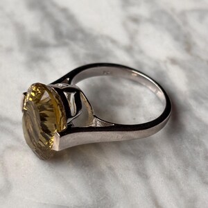 Vintage Sterling Silver 925 Ring, Large Oval Citrine Gemstone, Statement Cocktail Ring immagine 18