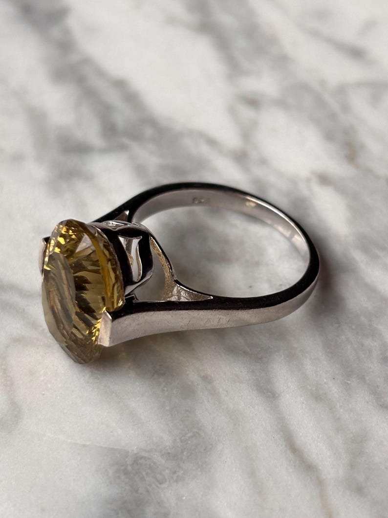 Vintage Sterling Silver 925 Ring, Large Oval Citrine Gemstone, Statement Cocktail Ring immagine 18