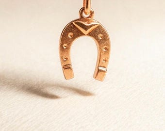 1972 Rare 14ct gold Vintage Soviet Union Pendant Solid Rose Gold Horseshoe 583 USSR