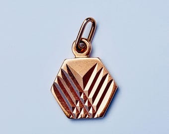 1980 Soviet 14ct Solid Rose Gold 583 Diamond-Cut Geometric Pendant USSR
